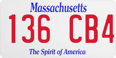 MA license plate 136CB4