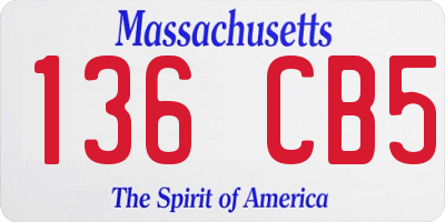 MA license plate 136CB5