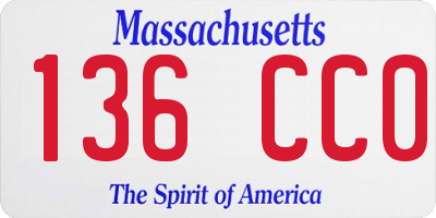 MA license plate 136CC0