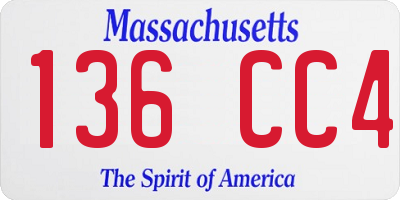 MA license plate 136CC4