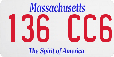 MA license plate 136CC6