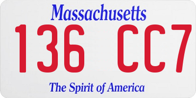 MA license plate 136CC7