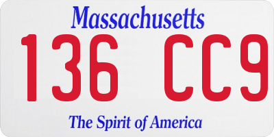 MA license plate 136CC9