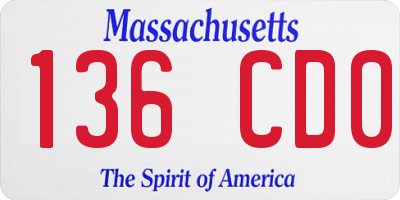 MA license plate 136CD0