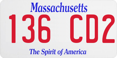 MA license plate 136CD2