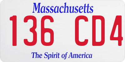 MA license plate 136CD4