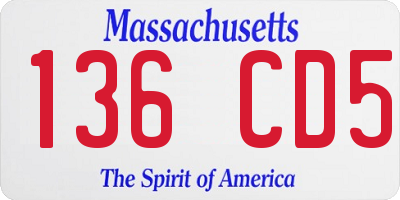 MA license plate 136CD5