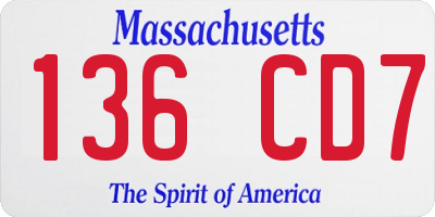 MA license plate 136CD7