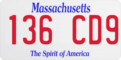 MA license plate 136CD9