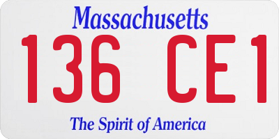 MA license plate 136CE1