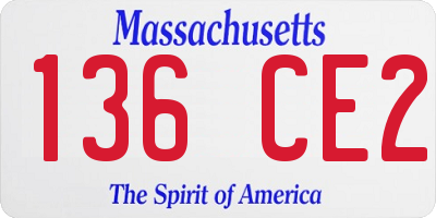MA license plate 136CE2