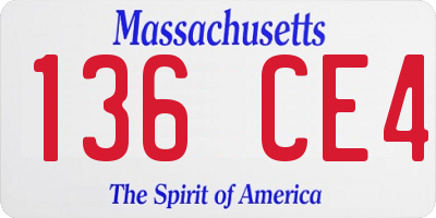 MA license plate 136CE4