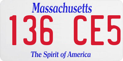 MA license plate 136CE5