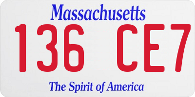 MA license plate 136CE7