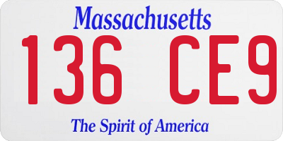MA license plate 136CE9