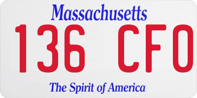 MA license plate 136CF0