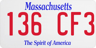 MA license plate 136CF3