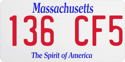 MA license plate 136CF5