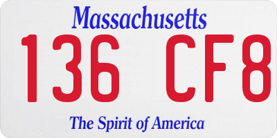 MA license plate 136CF8