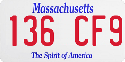 MA license plate 136CF9