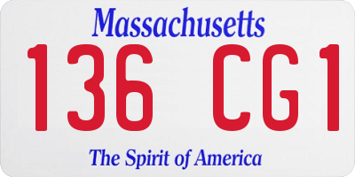 MA license plate 136CG1