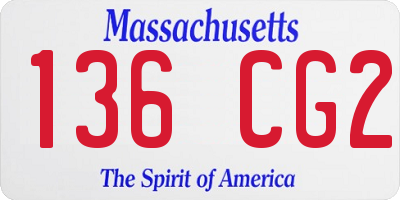 MA license plate 136CG2