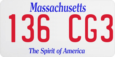 MA license plate 136CG3