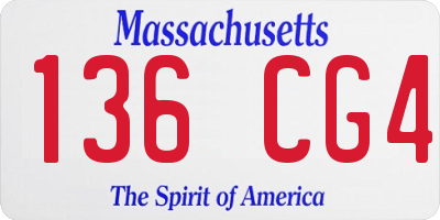 MA license plate 136CG4