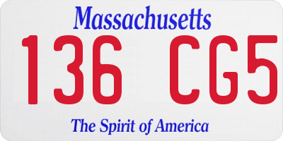 MA license plate 136CG5