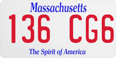 MA license plate 136CG6