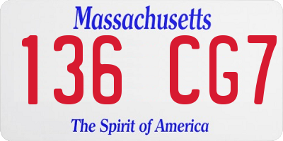 MA license plate 136CG7
