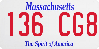 MA license plate 136CG8