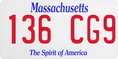 MA license plate 136CG9