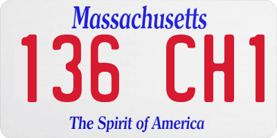 MA license plate 136CH1