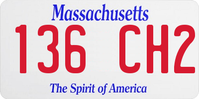MA license plate 136CH2
