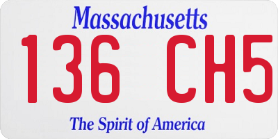 MA license plate 136CH5