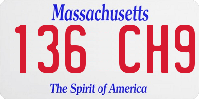 MA license plate 136CH9