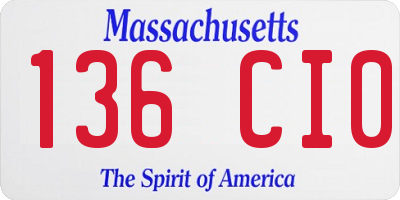 MA license plate 136CI0
