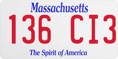 MA license plate 136CI3
