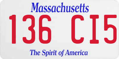MA license plate 136CI5