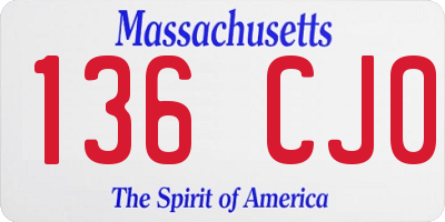 MA license plate 136CJ0