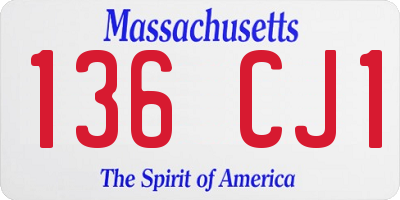 MA license plate 136CJ1