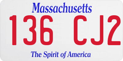 MA license plate 136CJ2