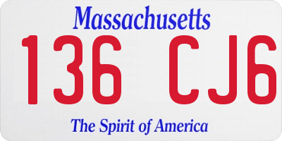 MA license plate 136CJ6