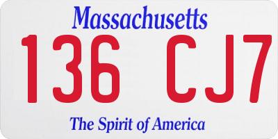 MA license plate 136CJ7