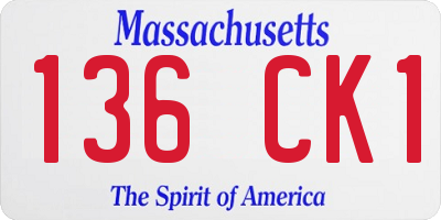 MA license plate 136CK1