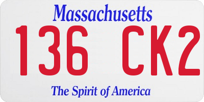MA license plate 136CK2