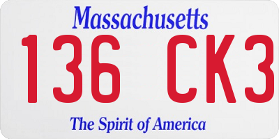 MA license plate 136CK3
