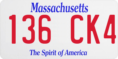 MA license plate 136CK4