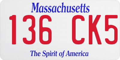 MA license plate 136CK5